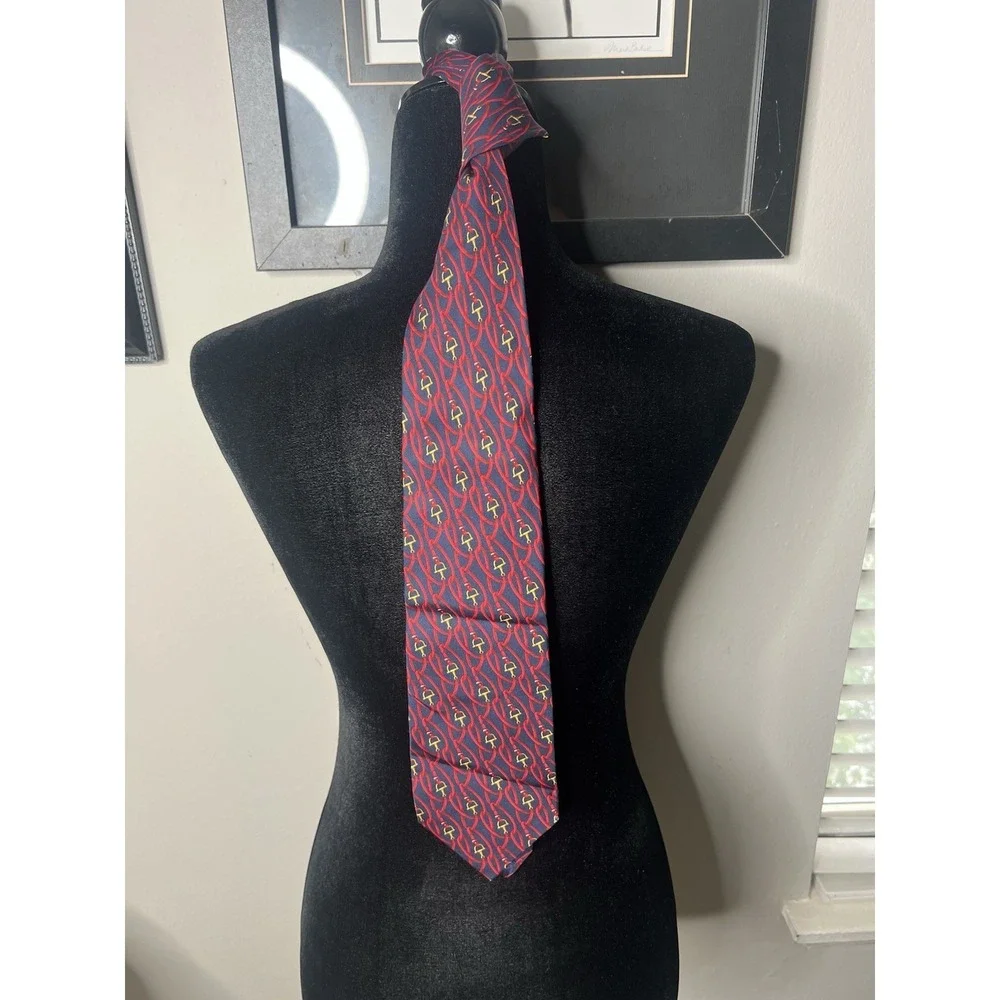 Gucci Silk Tie Horsebit Logo Print Made in Italy